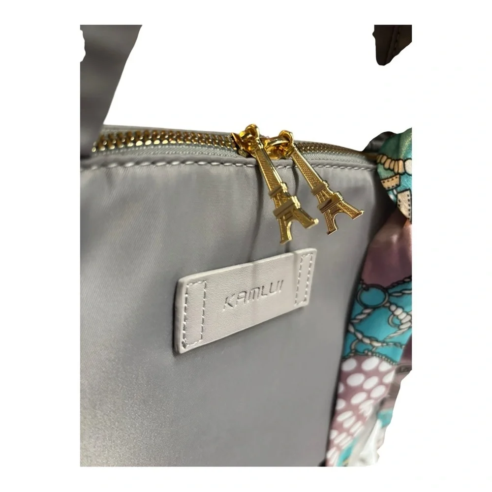 NEW Kamlui Laptop Bag Gray Briefcase with Scarf Accent Water Resistant Bag